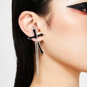 Alchemy Gothic Black Impalare Cross Unisex Single Earring NEW in Package